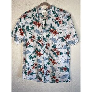 Bixby tropical surf beach Hawaiian Mens Button Up S-Sleeve nautical boat L